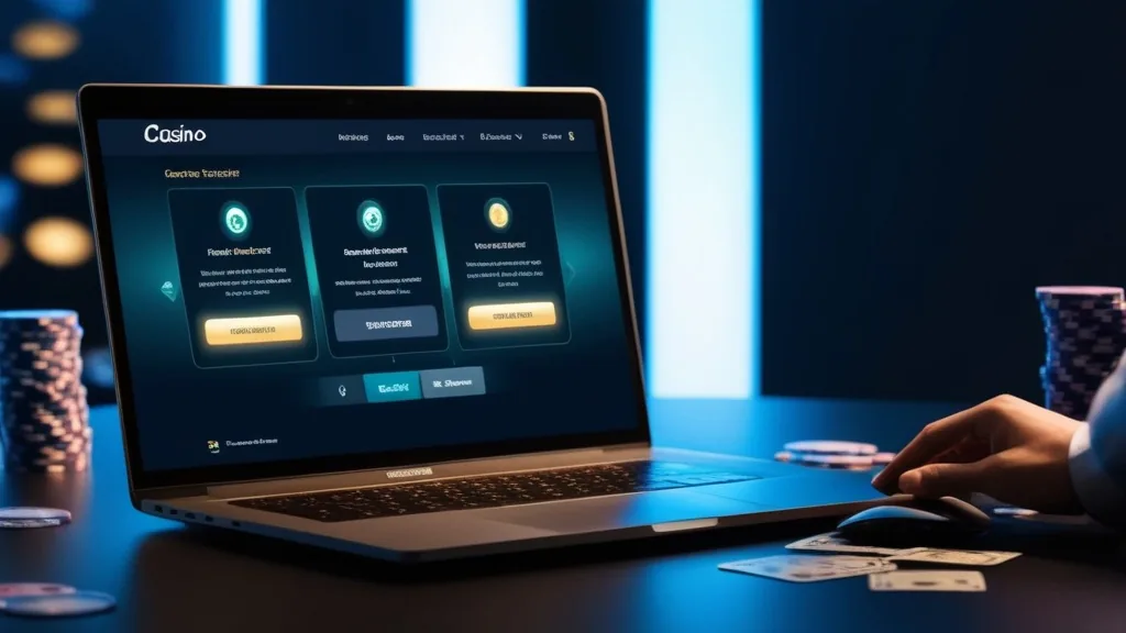 Ekran kasjera z krokami wypłaty pieniędzy w kasynie online
